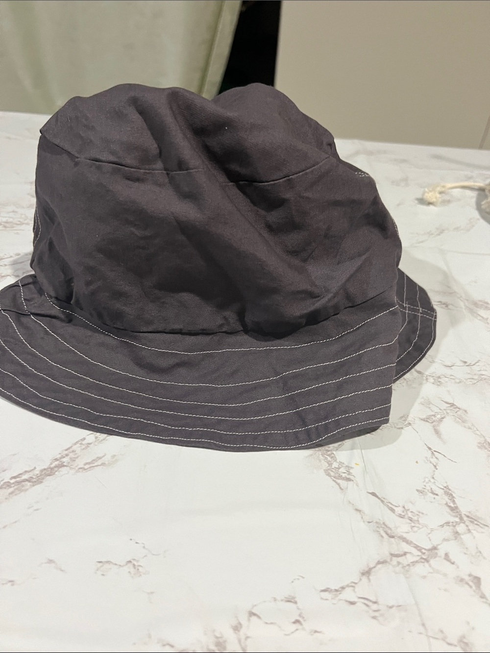 Floral Bucket Hat - White with Gray & Light Blue - Picture 2 of 2